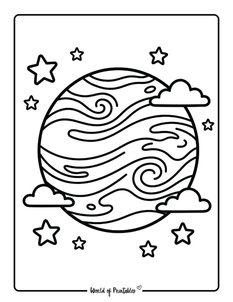 Striped Planet Coloring Page