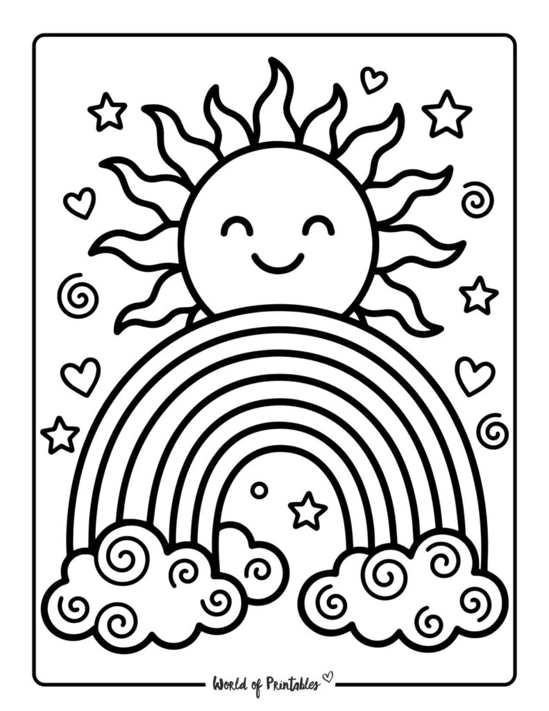 Sun Rainbow Coloring Page