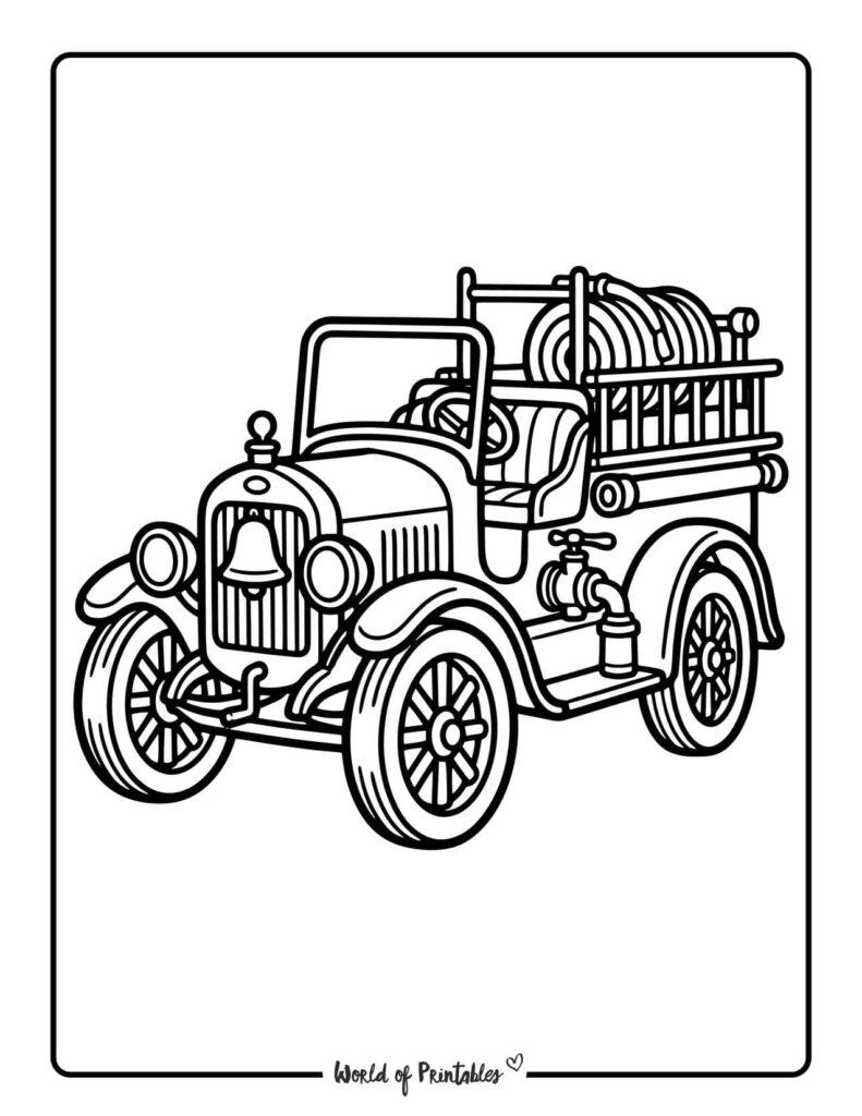Vintage Fire Truck Coloring Page