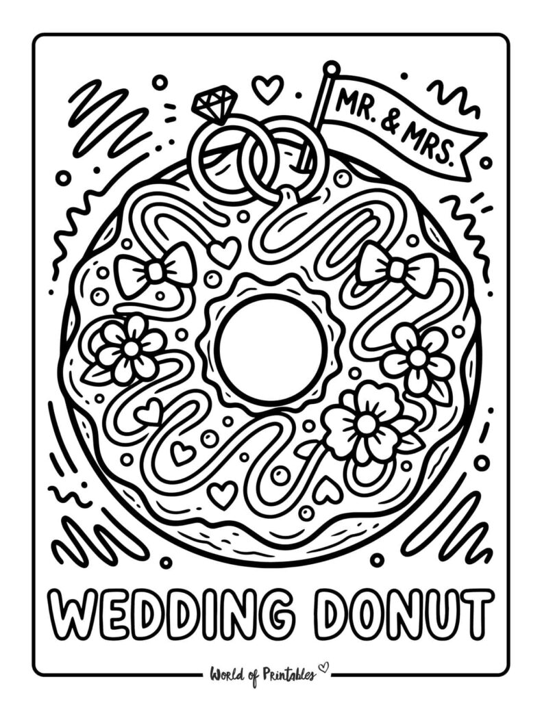 Wedding Donut Coloring Page