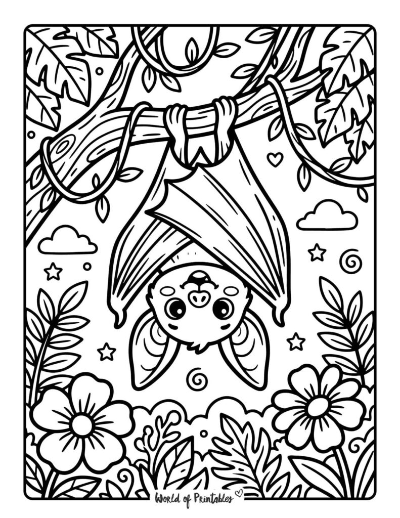 bat jungle coloring page
