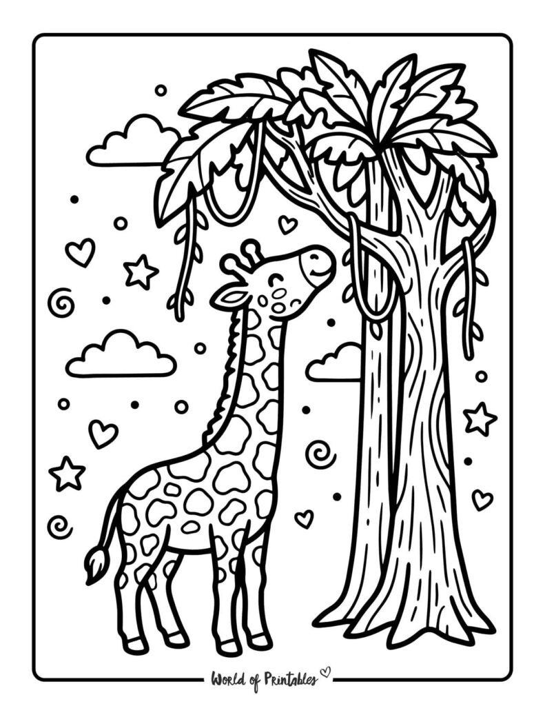giraffe jungle coloring page