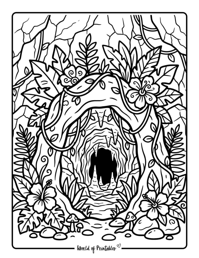 jungle cave coloring page