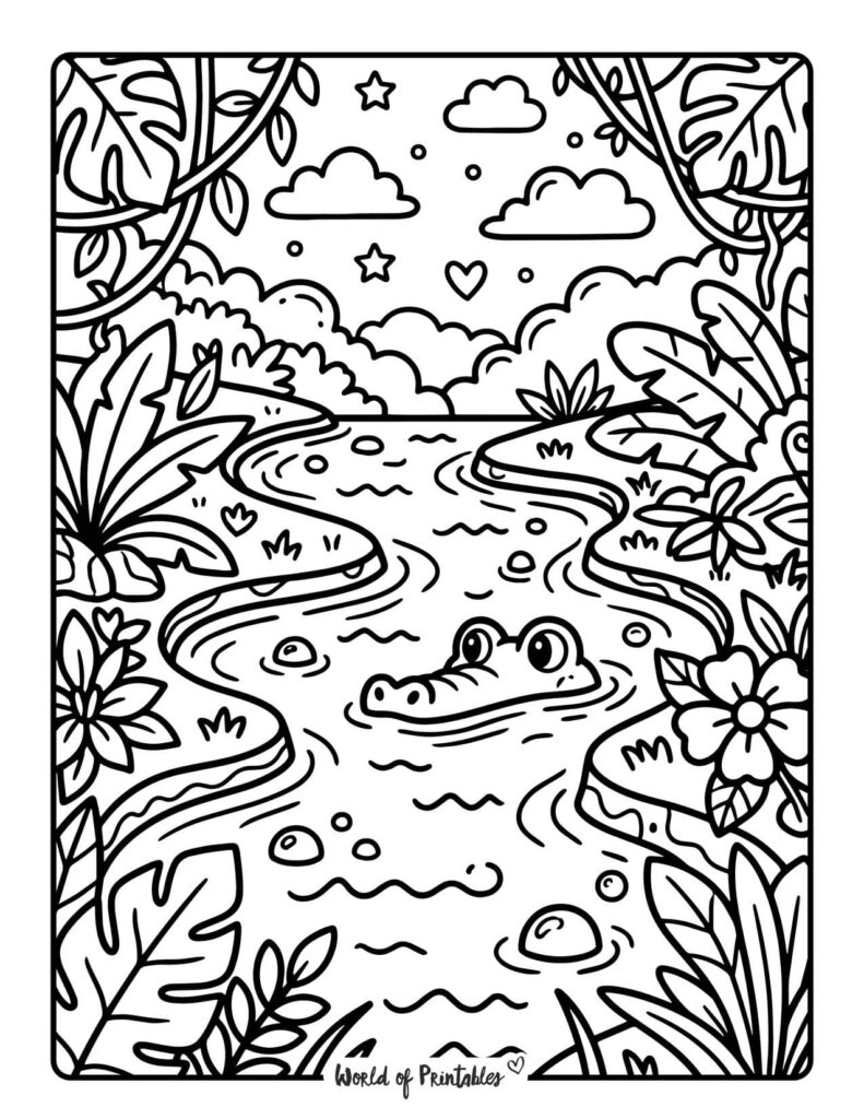 jungle river coloring page