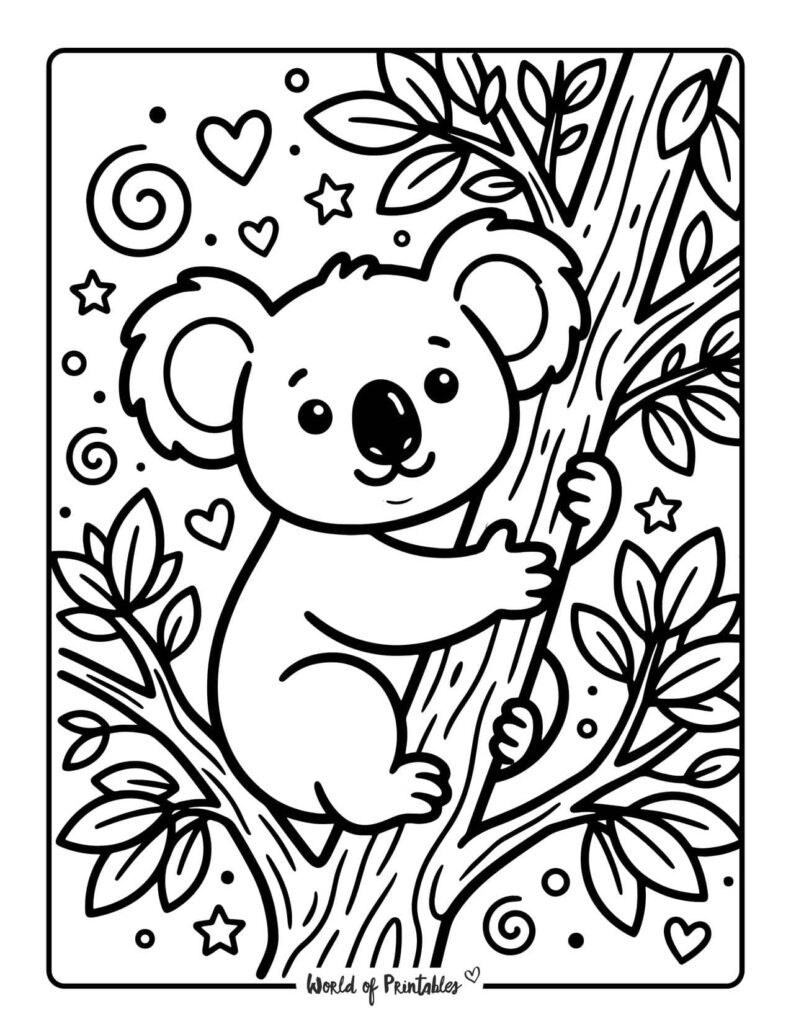 koala jungle coloring page