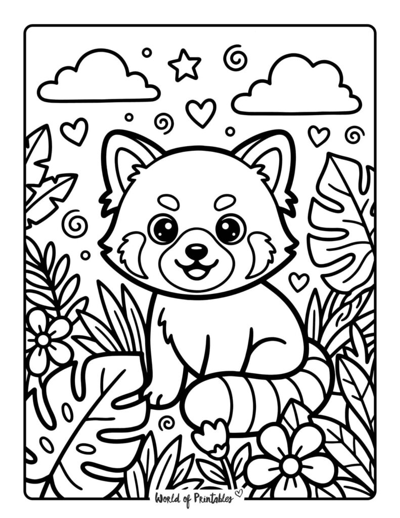 red panda jungle coloring page