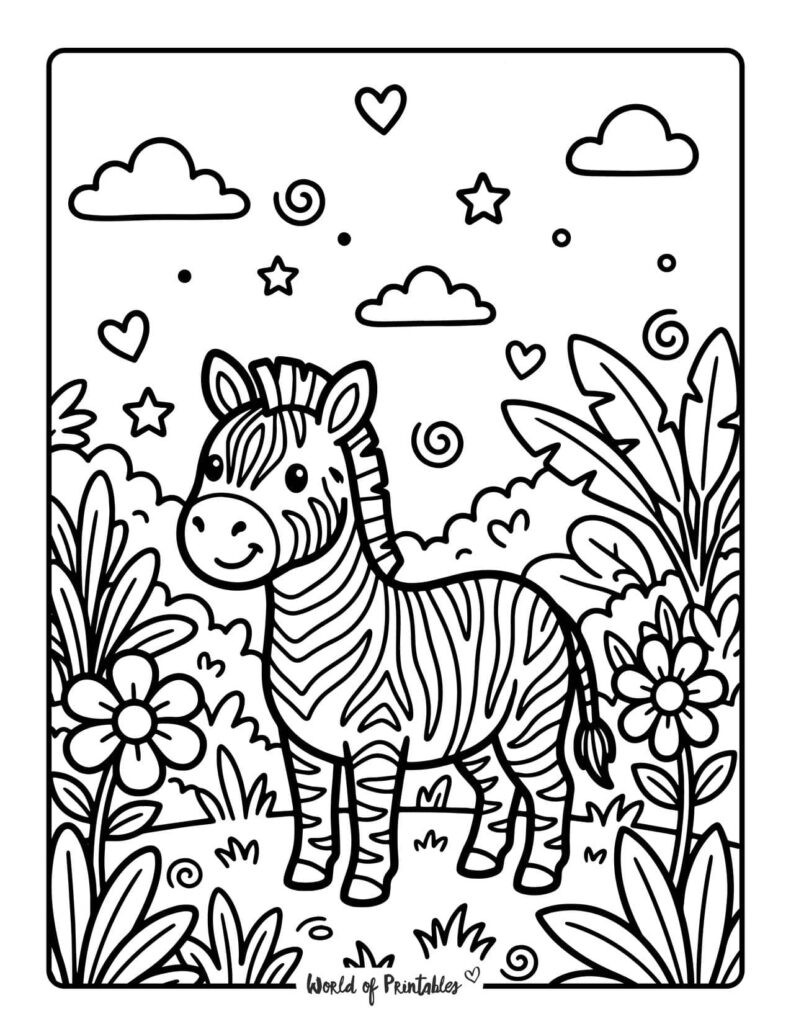 zebra jungle coloring page