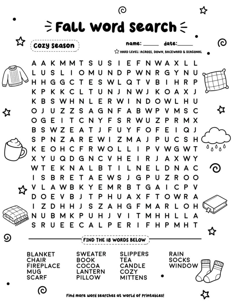Cozy Season - Hard Animal Word Search