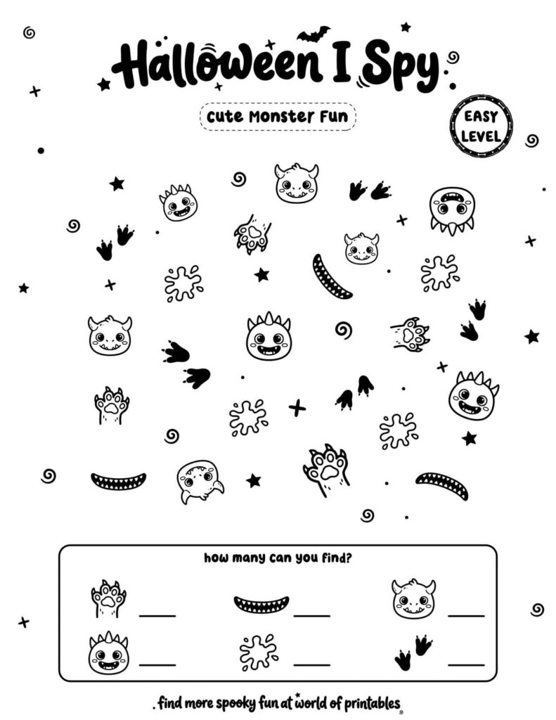 Cute Monster Fun - Easy Halloween I Spy