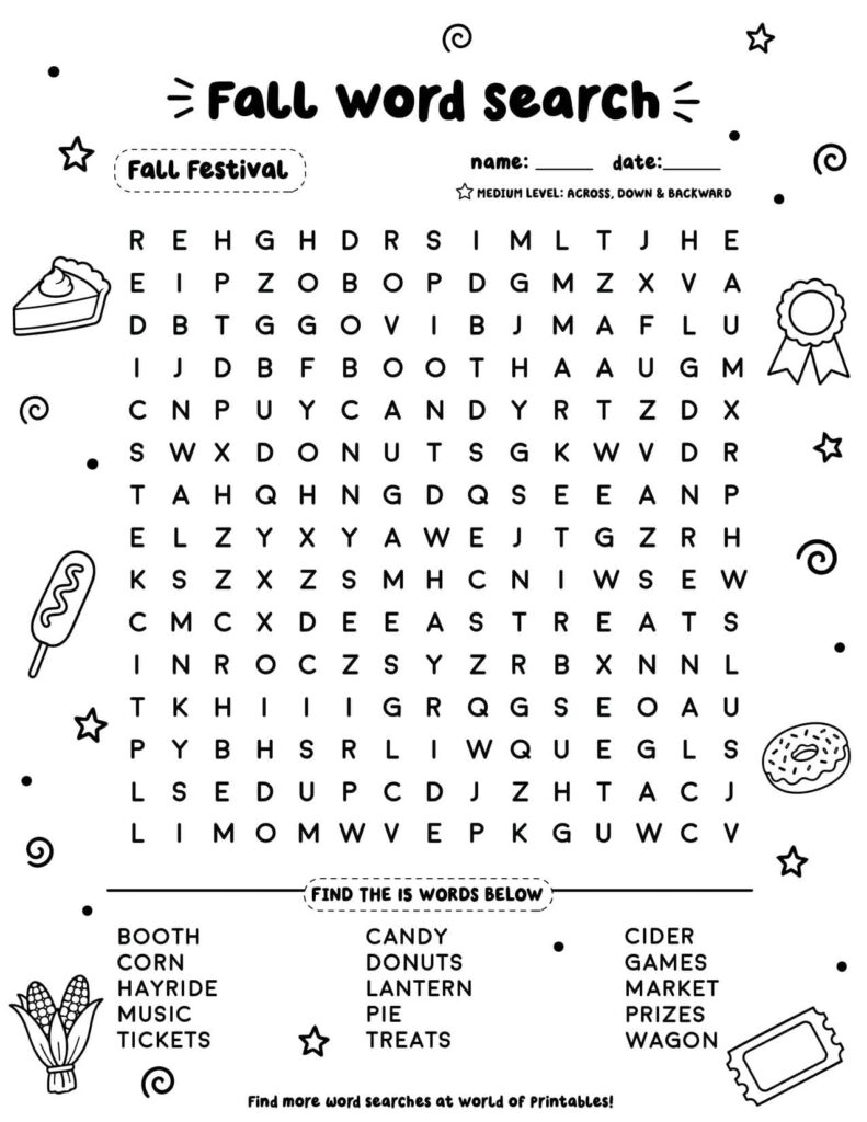 Fall Festival - Medium Fall Word Search