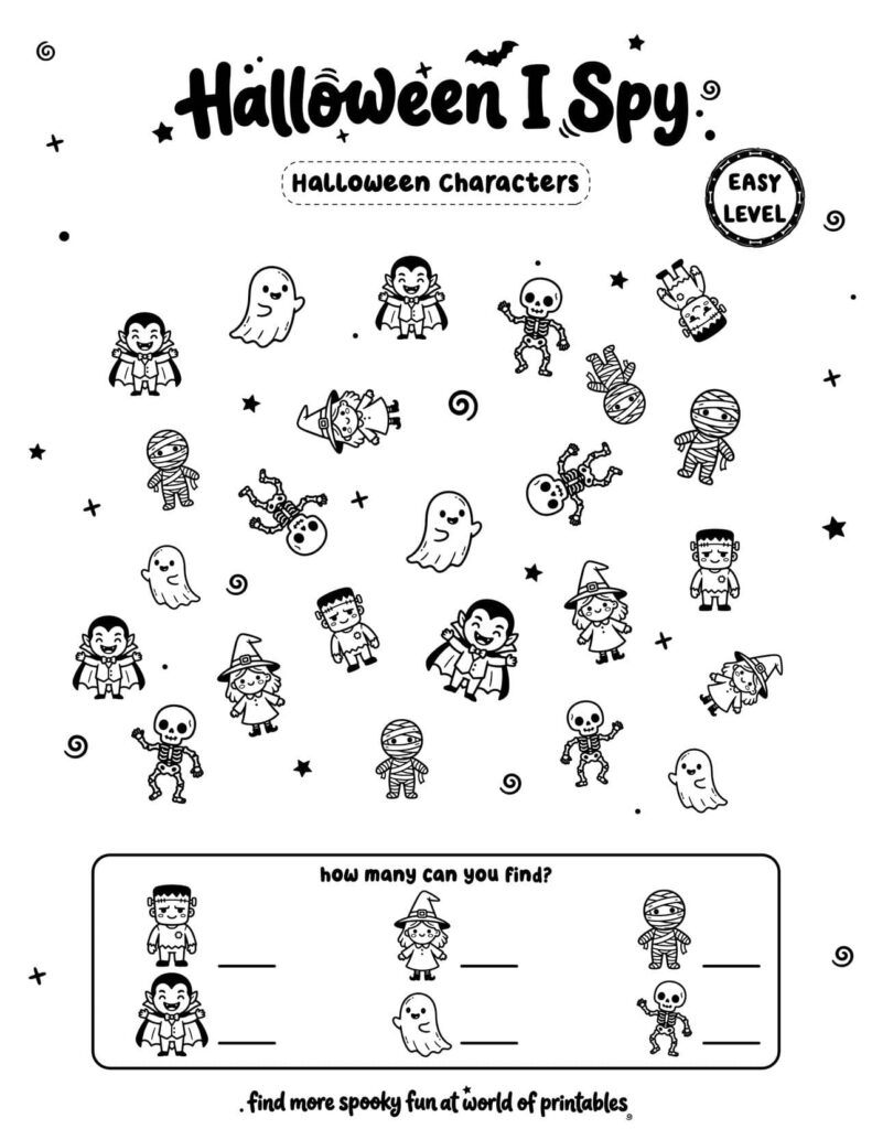 Halloween Characters - Easy Halloween I Spy