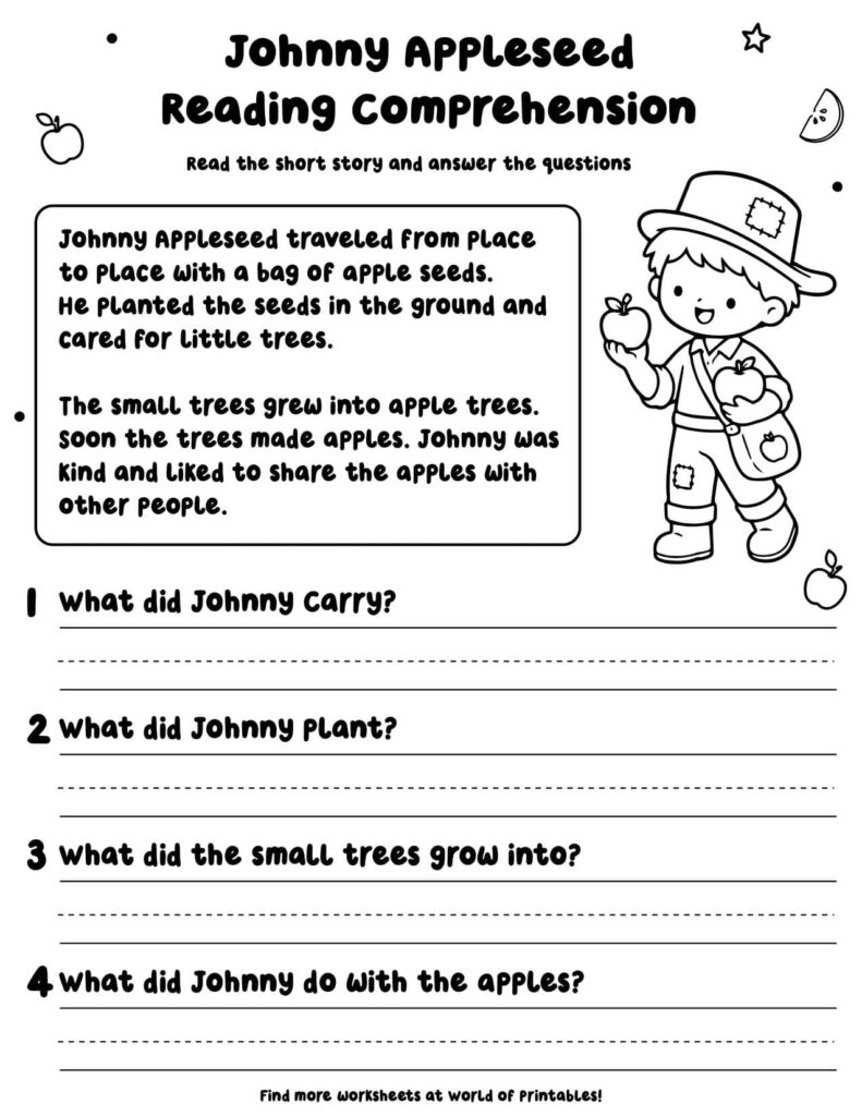 Johnny Appleseed Reading Comprehension