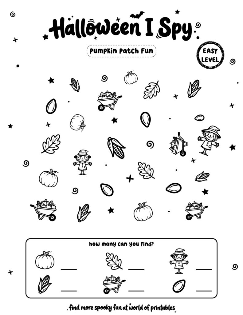 Pumpkin Patch Fun- Easy Halloween I Spy
