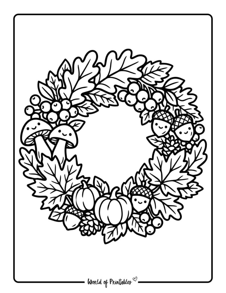 autumn wreath coloring page