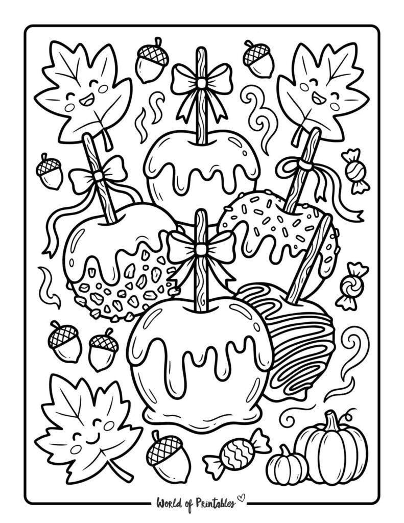 caramel apples coloring page