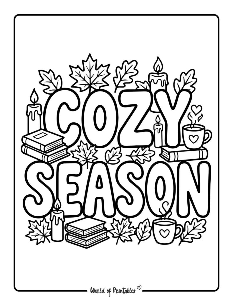 cozy season coloring page