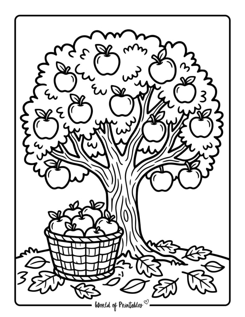 fall apple tree coloring page