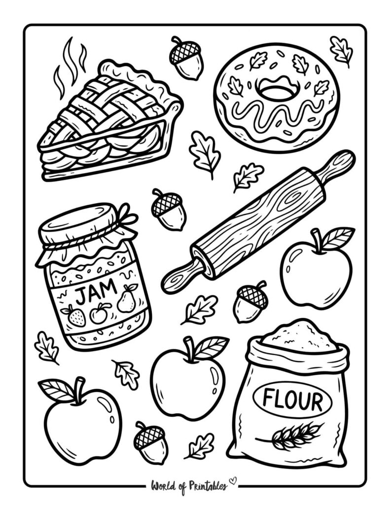 fall bakery treats coloring page