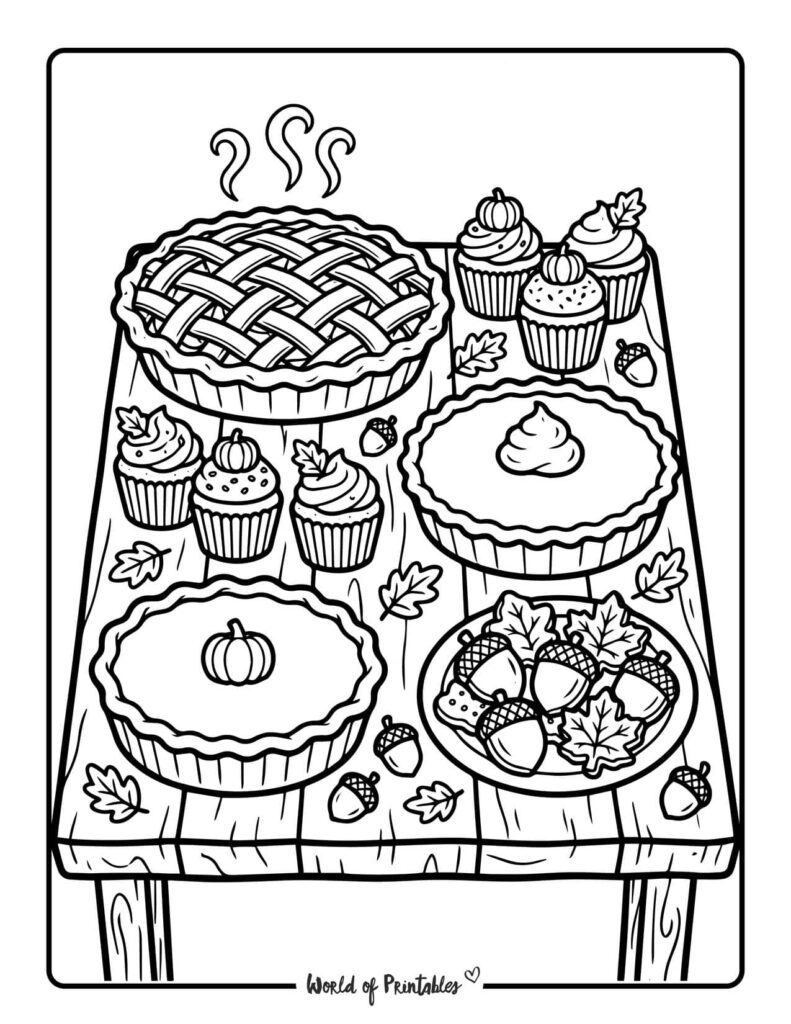 fall dessert table coloring page