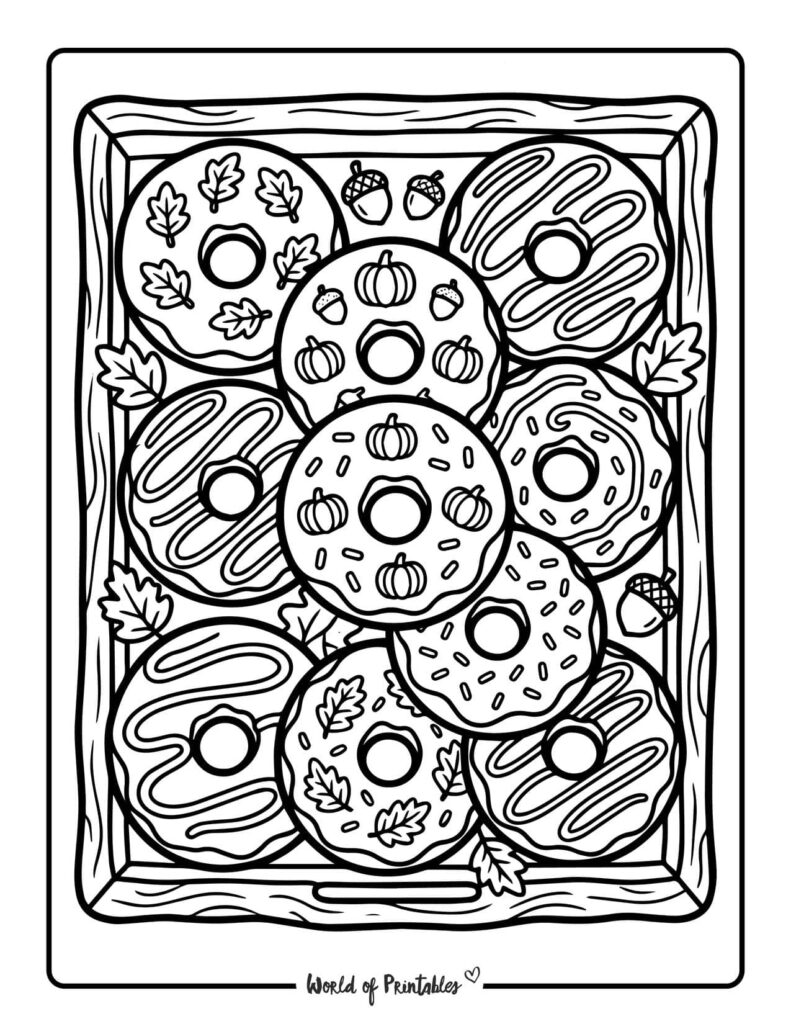 fall donut box coloring page