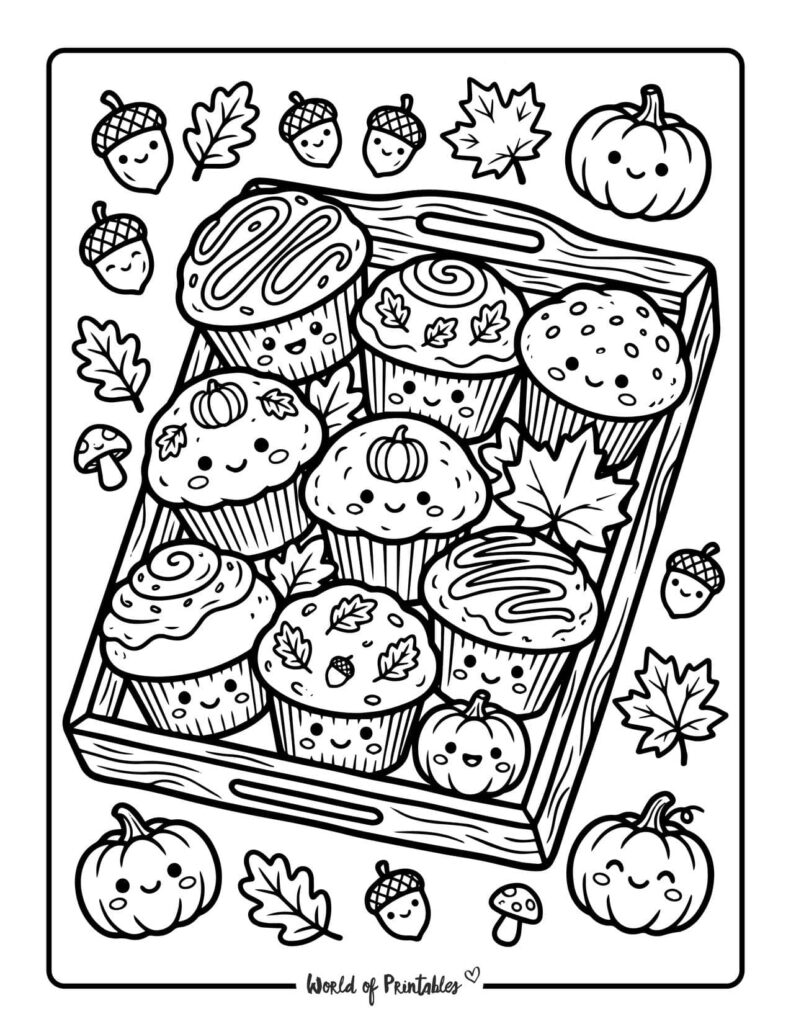 fall muffins coloring page