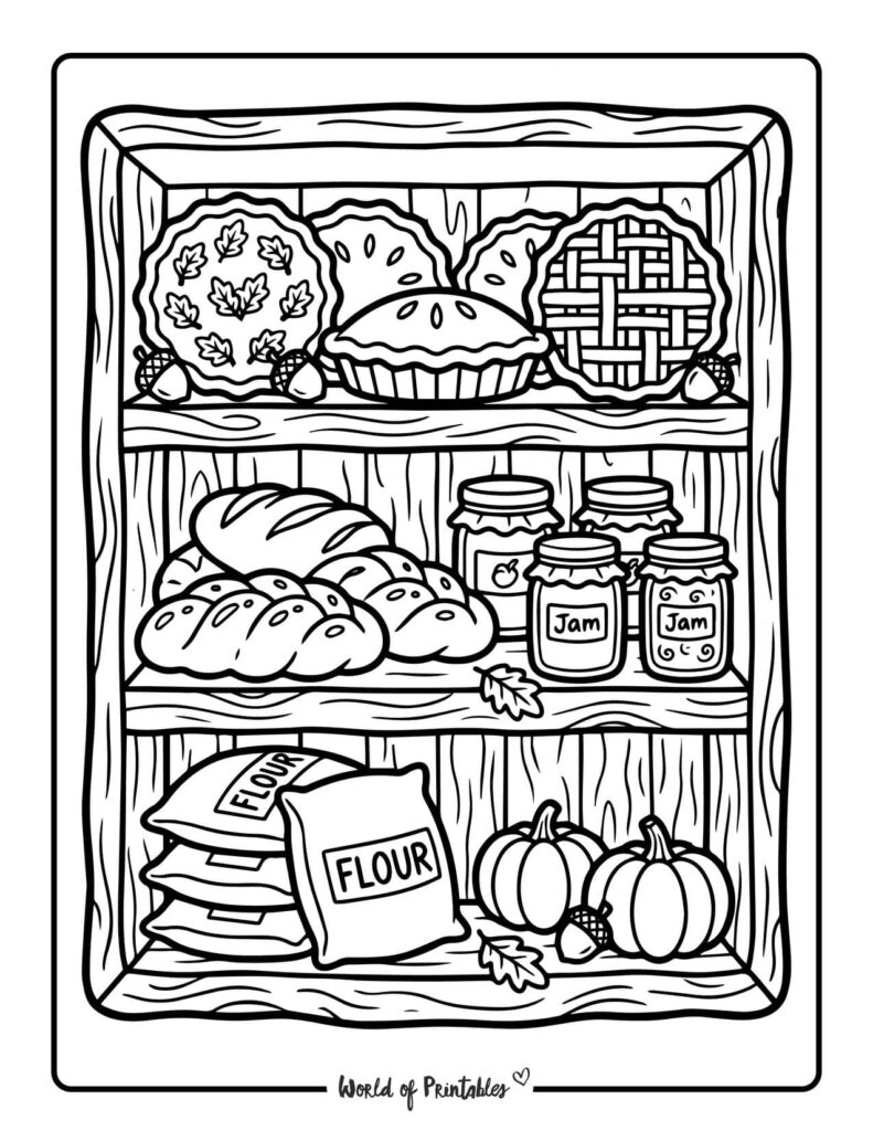 fall pantry shelf coloring page