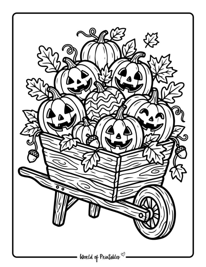 fall pumpkin wagon coloring page