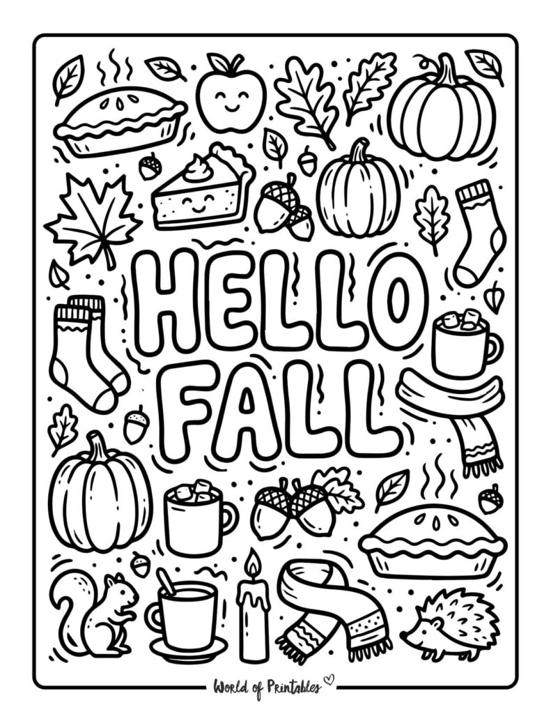 hello fall coloring page