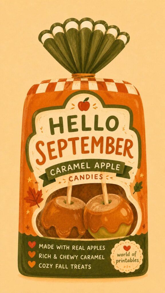 hello september caramel apple phone wallpaper