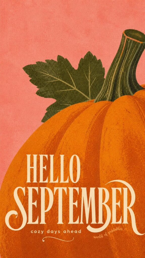 hello september pumpkin phone wallpaper