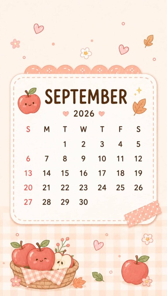 september calendar wallpaper apple basket