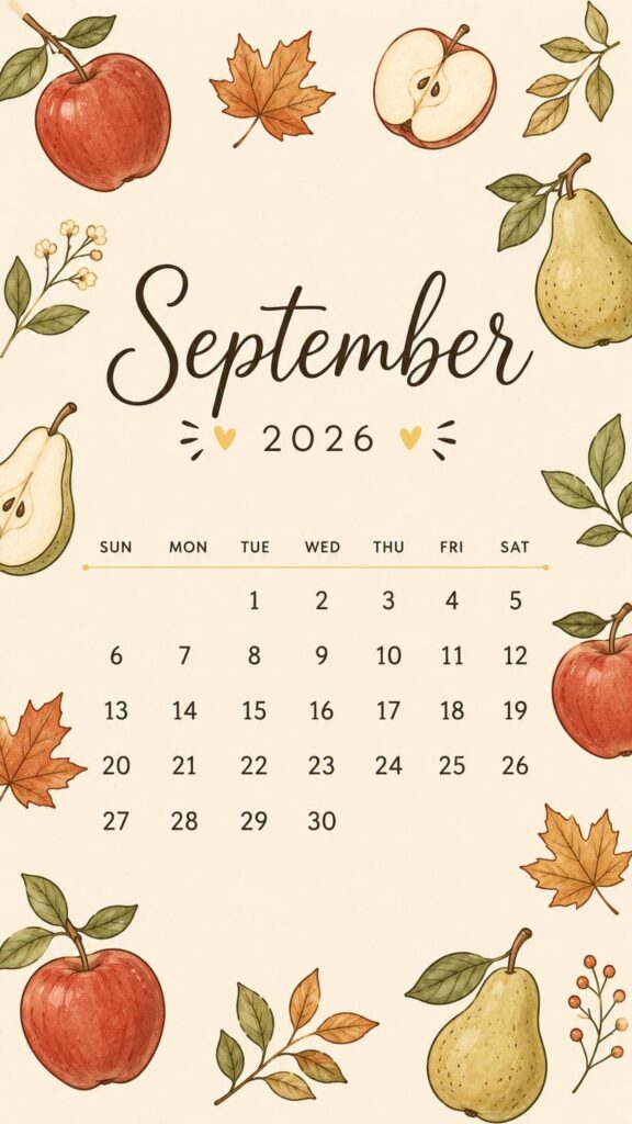 september calendar wallpaper autumn fruit