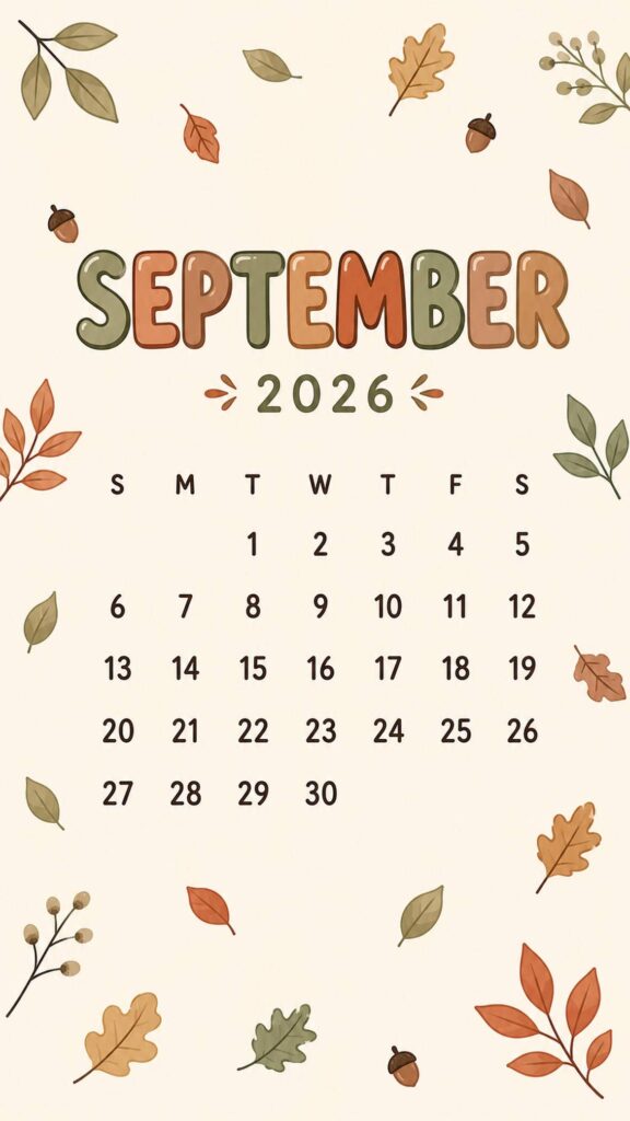 september calendar wallpaper autumn leaves minimalist
