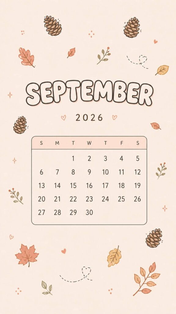 september calendar wallpaper autumn pinecones