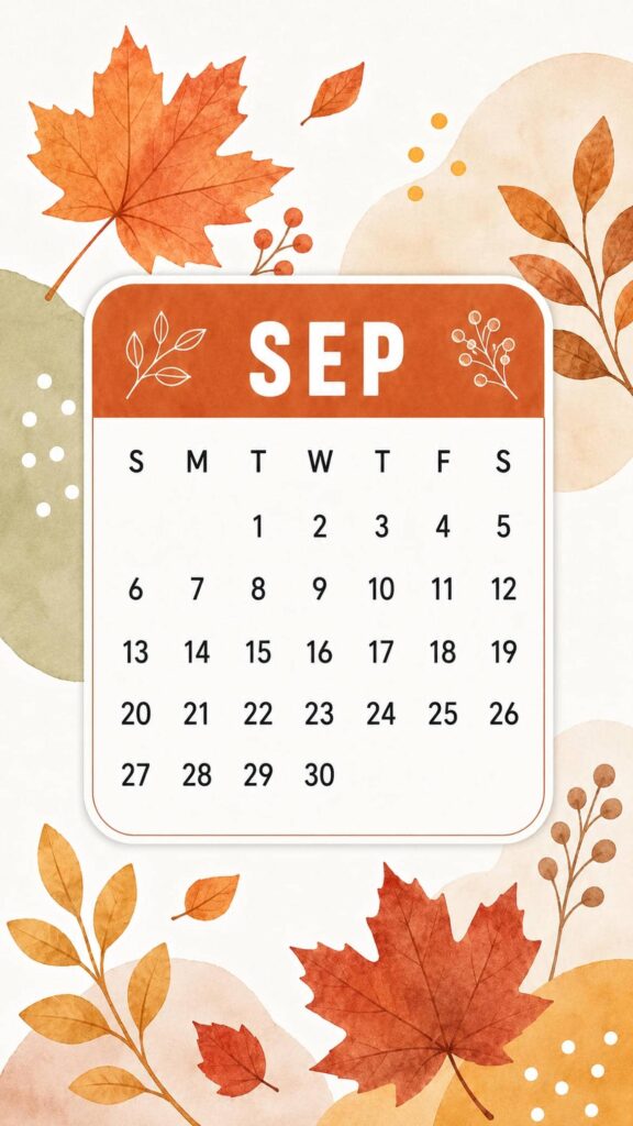 september calendar wallpaper sep autumn leaves