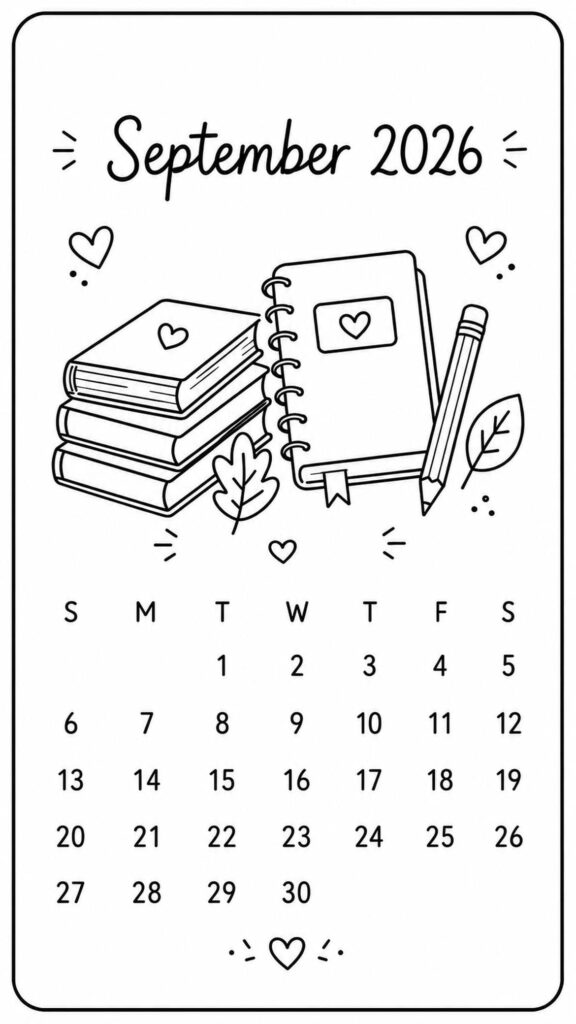 september calendar wallpaper simple school coloring page