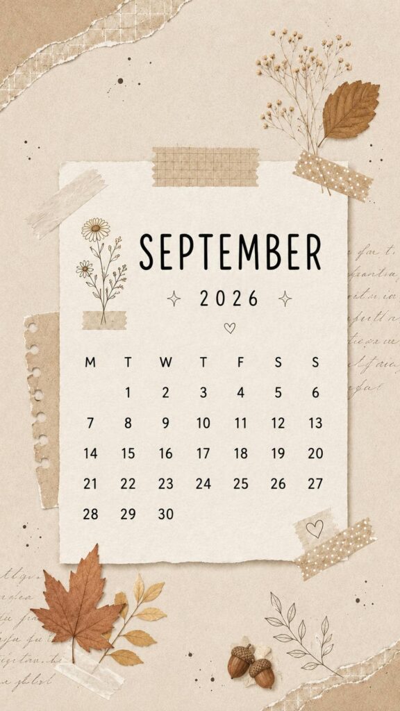 september calendar wallpaper vintage paper