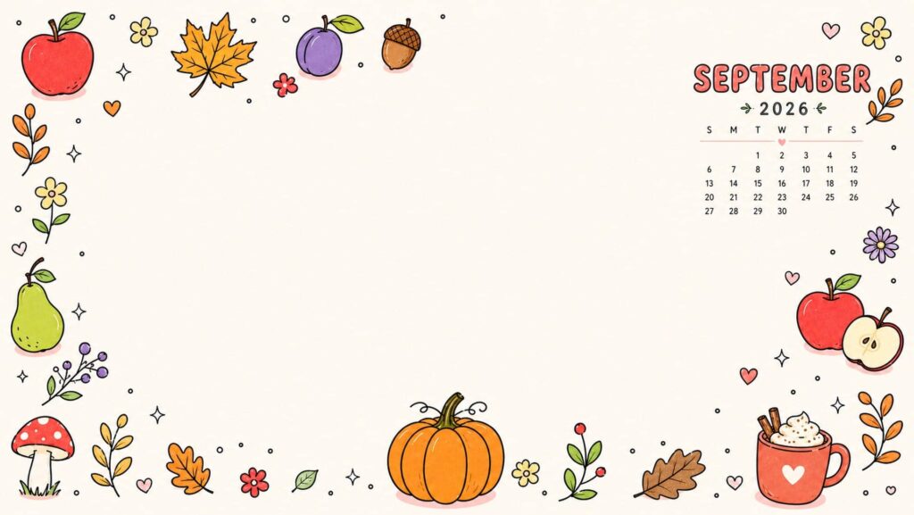 september desktop calendar wallpaper autumn fruit