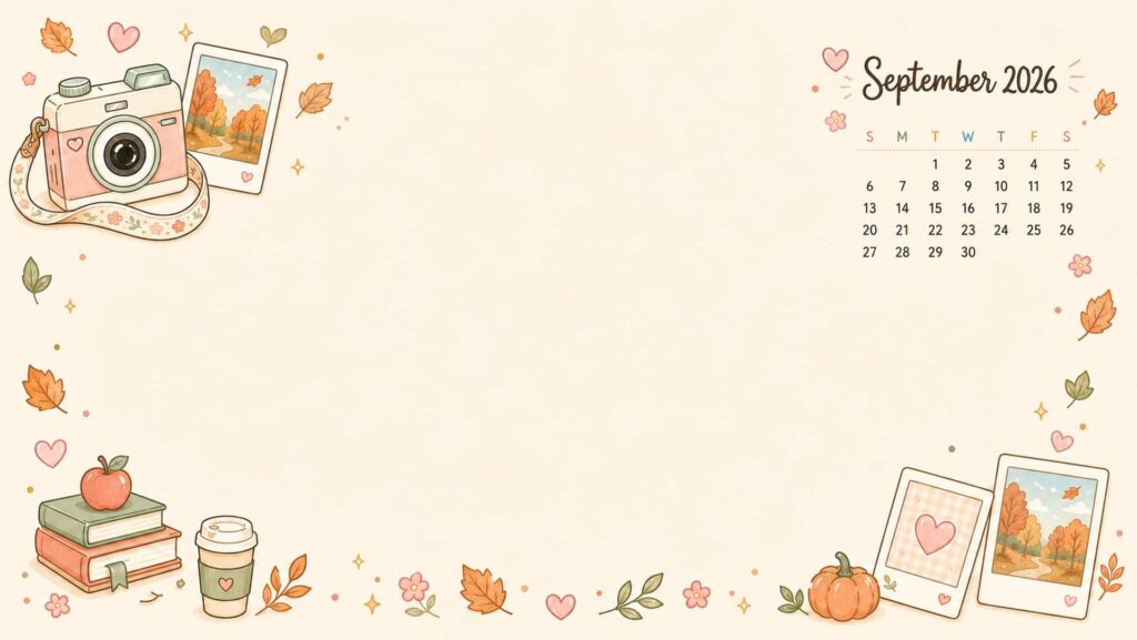 september desktop calendar wallpaper cozy autumn camera