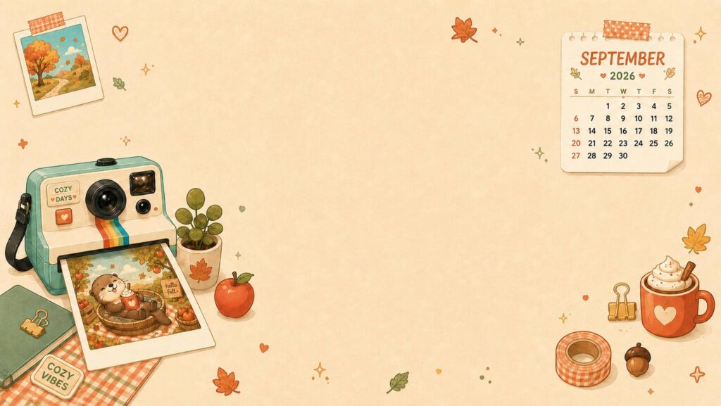 september desktop calendar wallpaper cozy autumn camera calendar