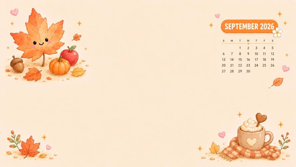 september desktop calendar wallpaper cozy fall coffee calendar