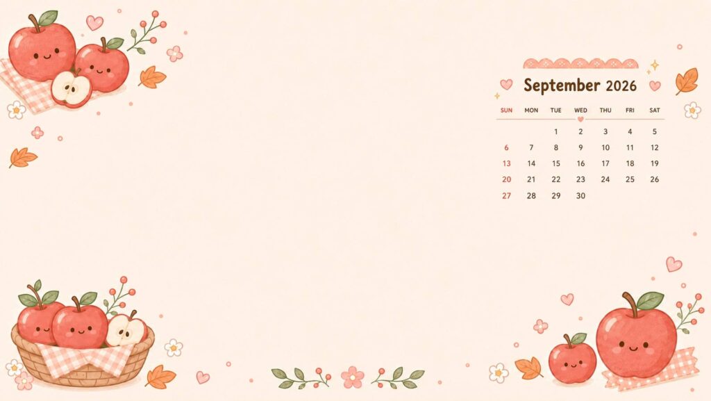 september desktop calendar wallpaper cute apples