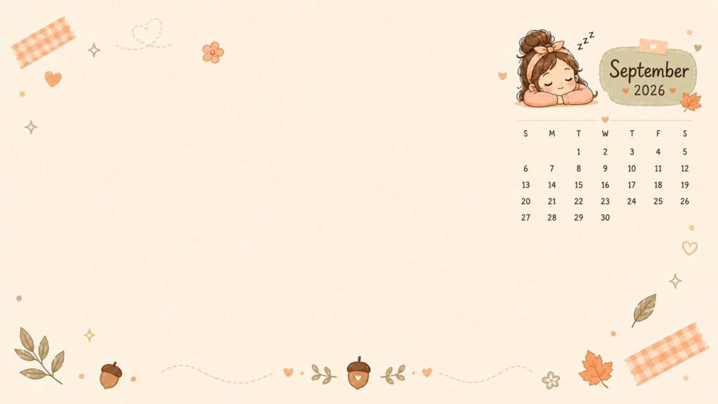 september desktop calendar wallpaper doodle fall