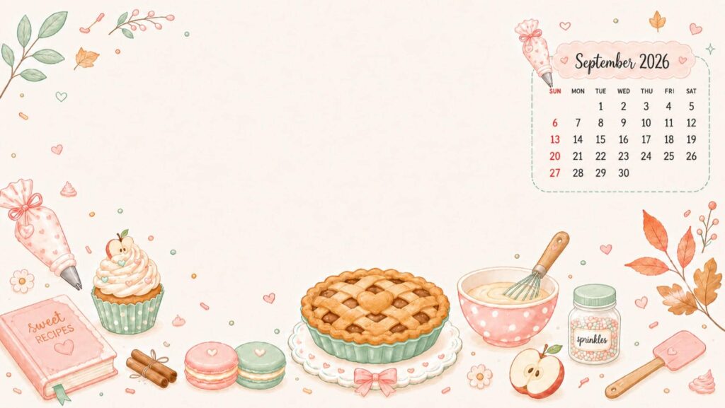 september desktop calendar wallpaper fall baking aesthetic