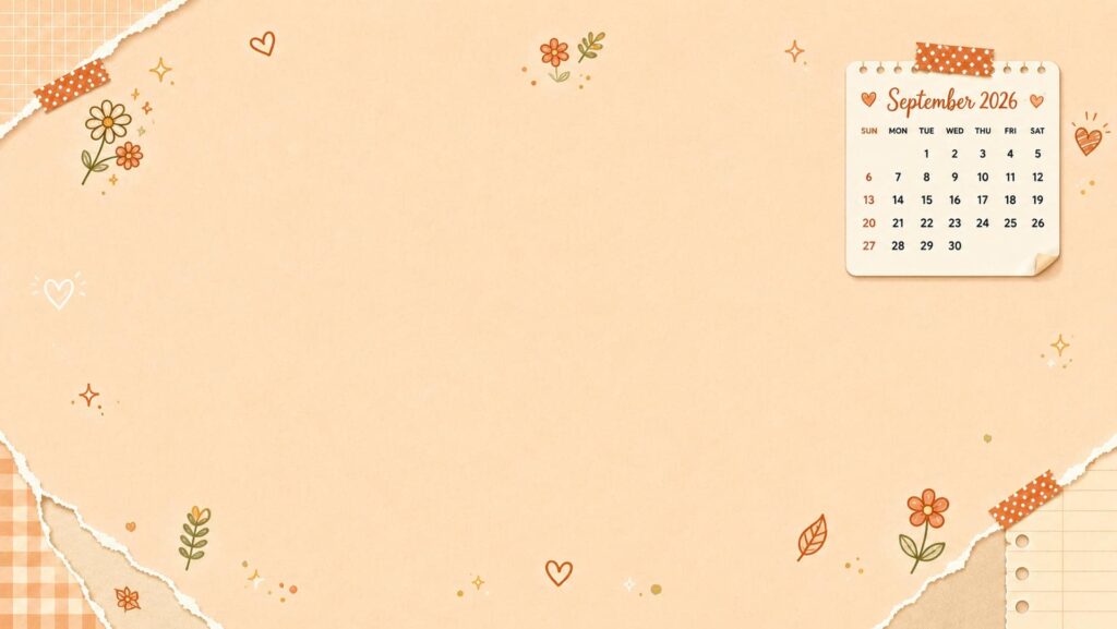 september desktop calendar wallpaper orange floral paper