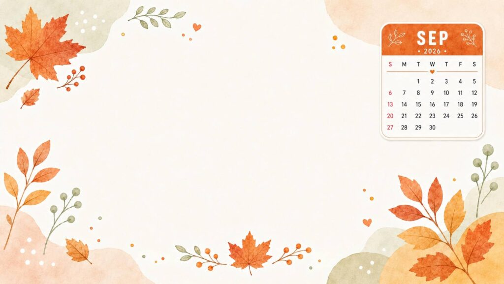 september desktop calendar wallpaper orange watercolor leaves