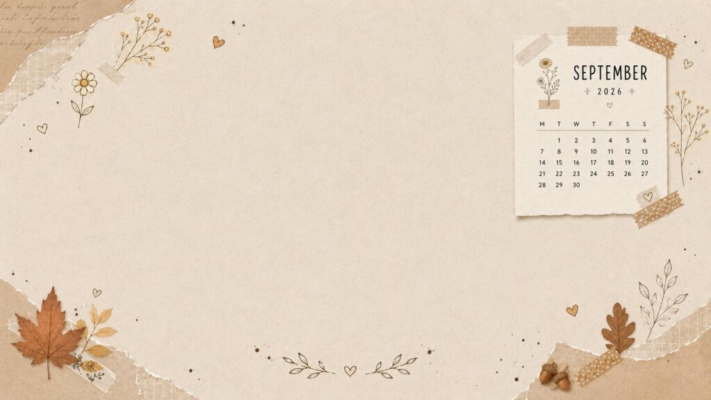 september desktop calendar wallpaper vintage paper