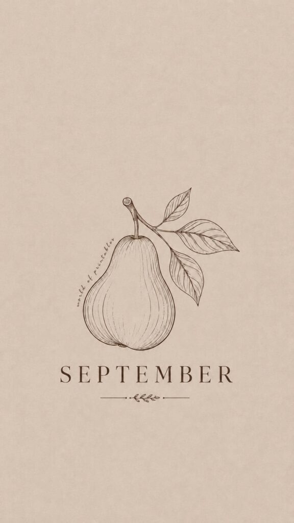 september pear line art phone wallpaper