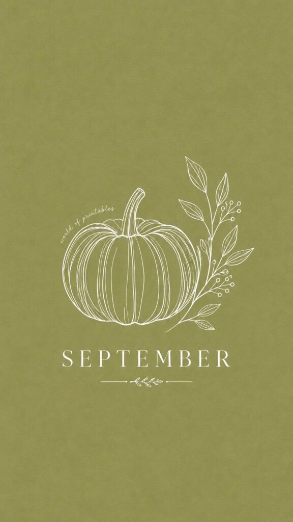 september pumpkin botanical phone wallpaper