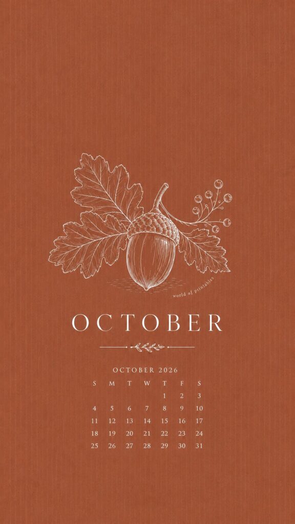 Acorn October 2026 Phone Wallpaper